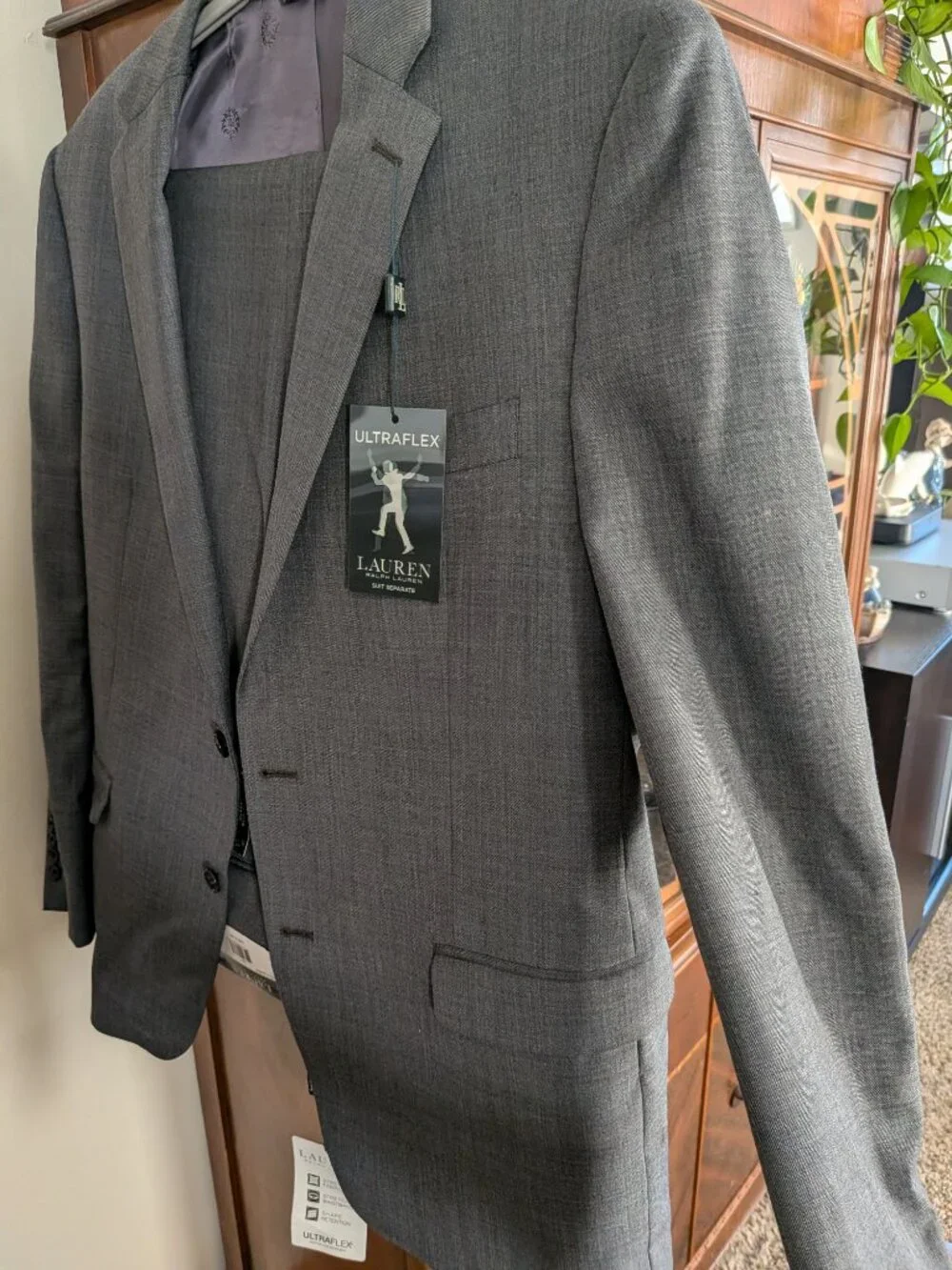 Ralph Lauren Mens UltraFlex Lattimore/Classic Fit Suit Jacket/Pants